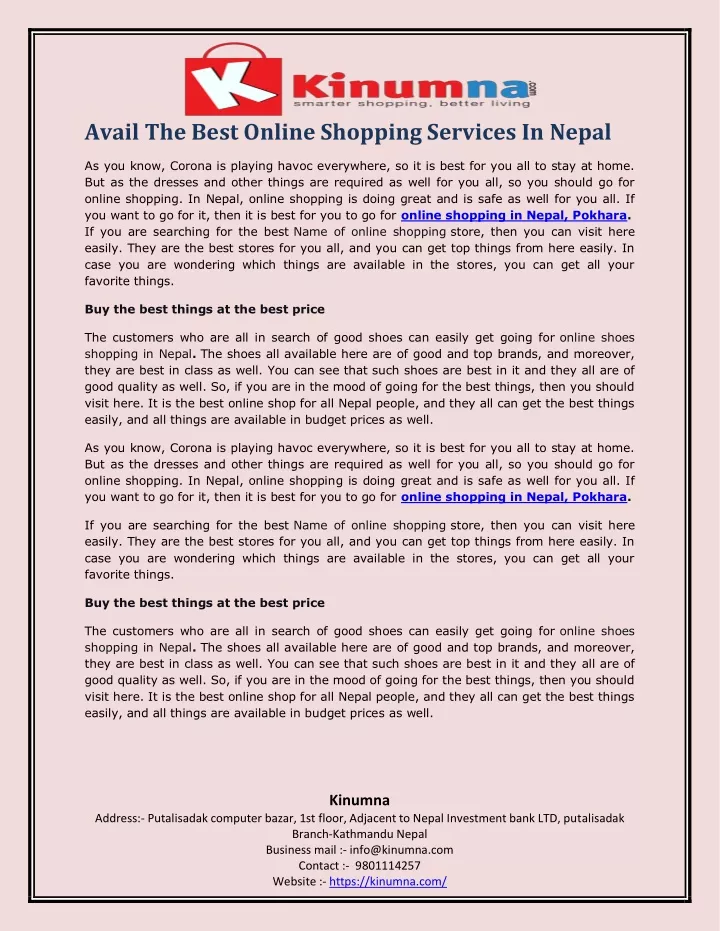 avail the best online shopping services in nepal