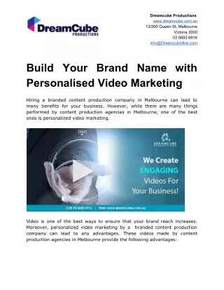 Build Your Brand Name with Personalised Video Marketing