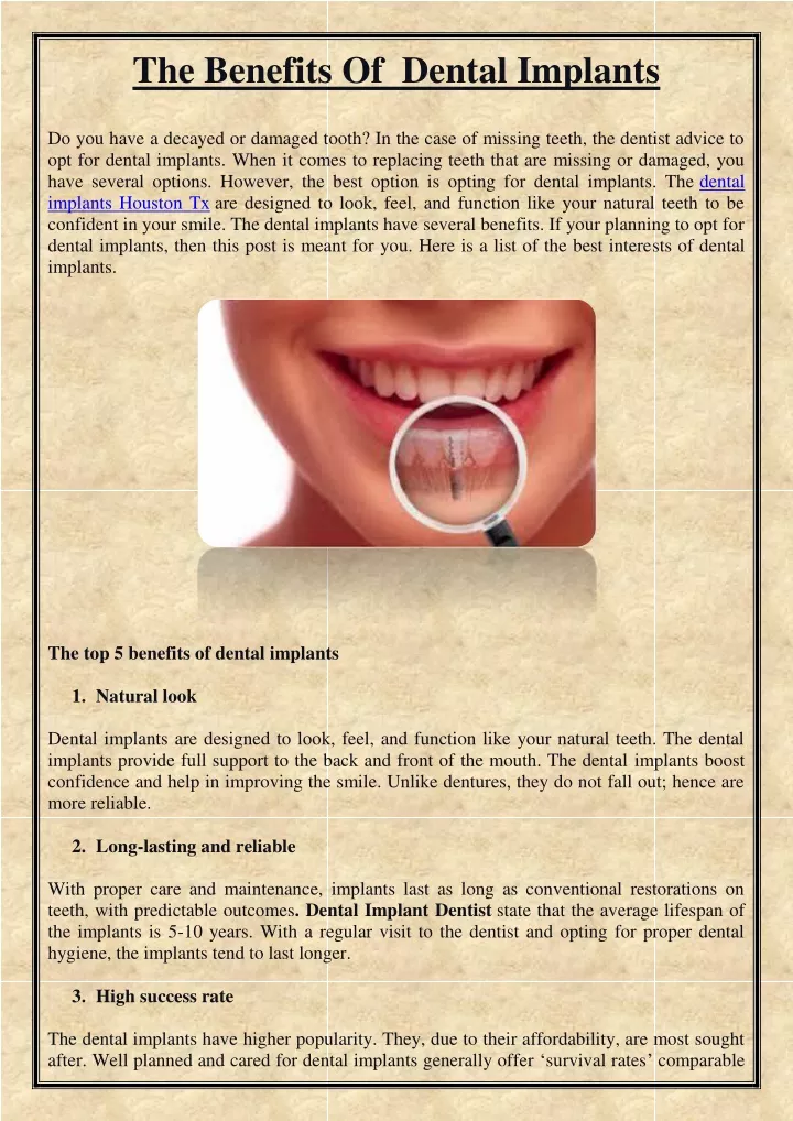 the benefits of dental implants
