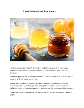 5 health benefits of raw honey