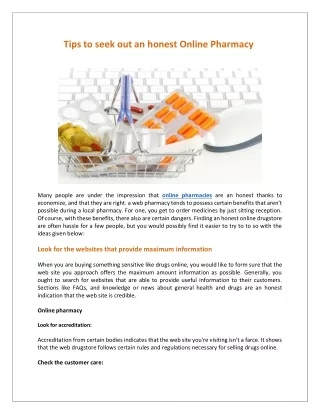 Tips to seek out an honest Online Pharmacy
