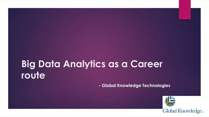 big data analytics as a career route