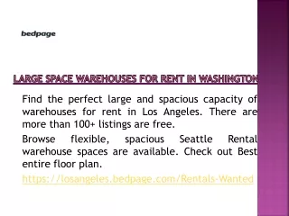 Large space warehouses for rent in Washington