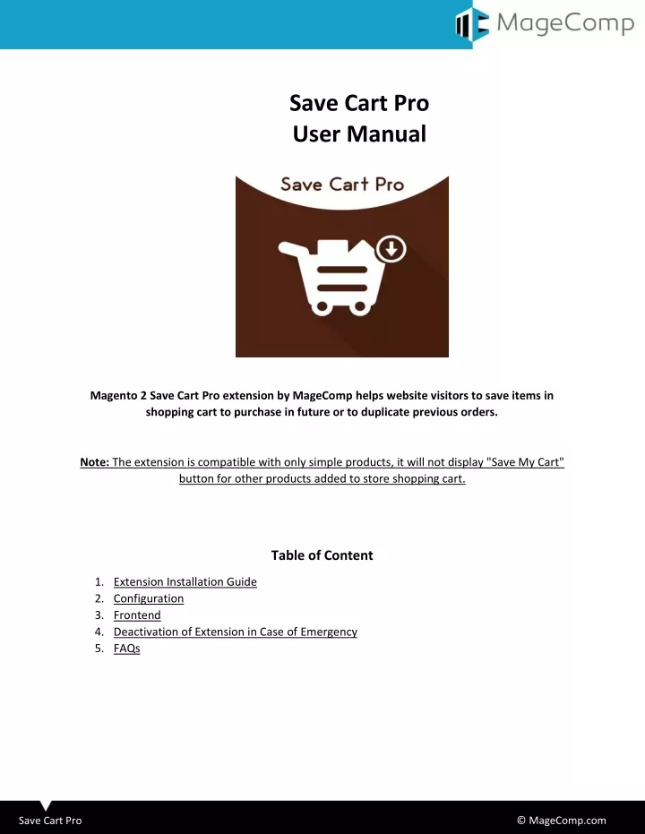 save cart pro user manual