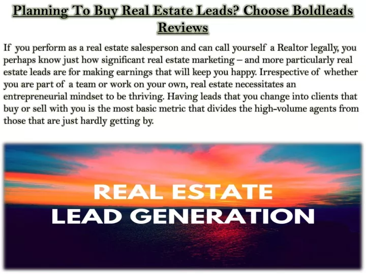 planning to buy real estate leads choose