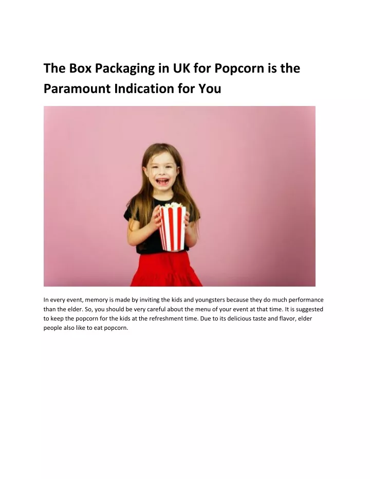 the box packaging in uk for popcorn