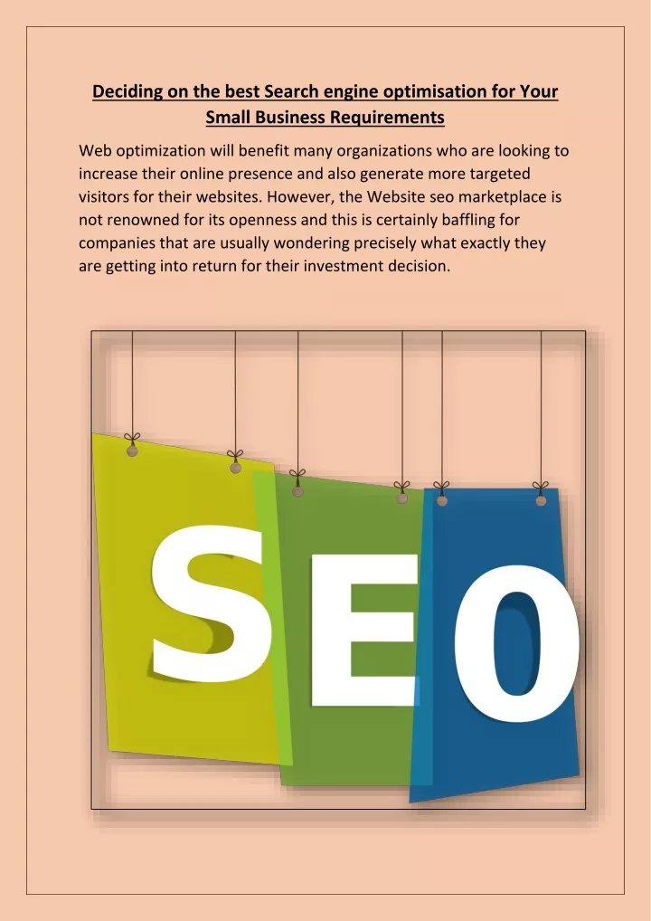 deciding on the best search engine optimisation