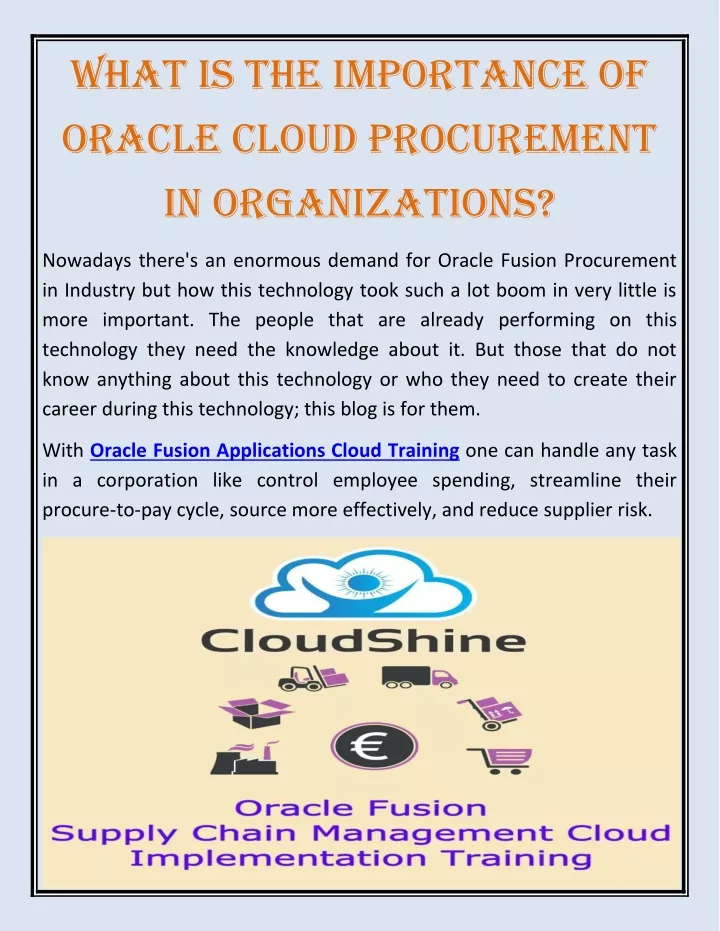 what is the importance of oracle cloud