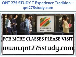 QNT 275 STUDY T Experience Tradition--qnt275study.com