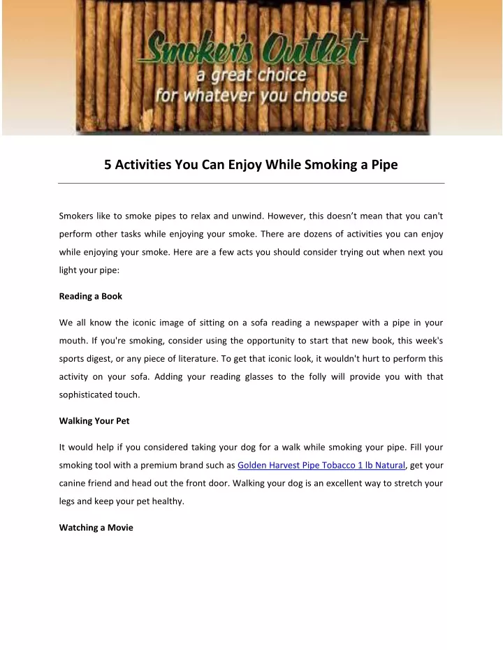 5 activities you can enjoy while smoking a pipe