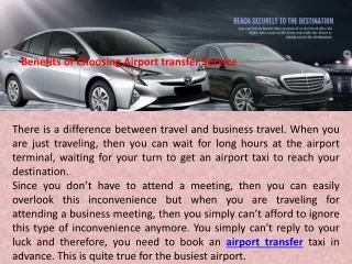 Benefits of Choosing Airport transfer Service