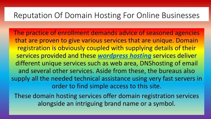 reputation of domain hosting for online businesses