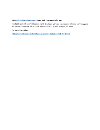 hire dedicated web developer expert