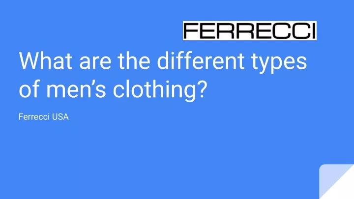 what are the different types of men s clothing