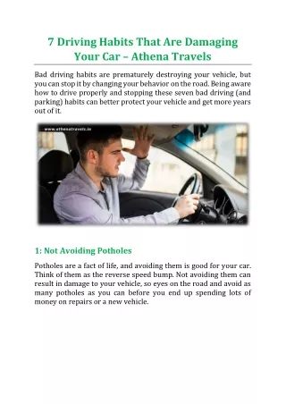 7 Driving Habits That Are Damaging Your Car - Athena Travels