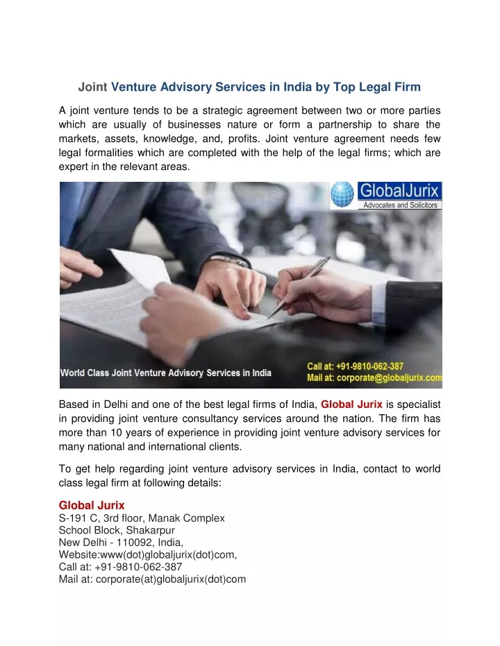 joint venture advisory services in india