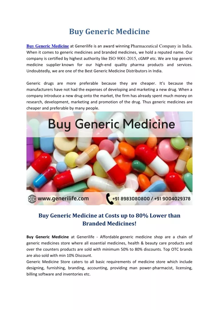 buy generic medicine