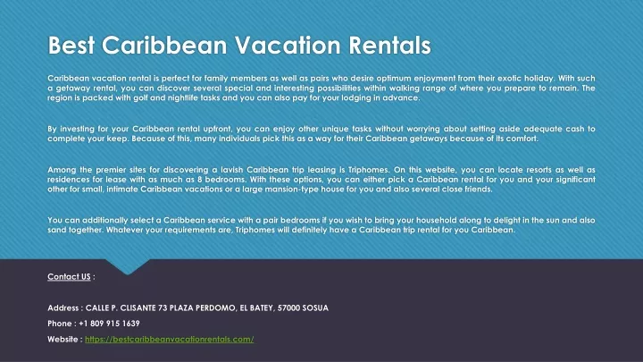best caribbean vacation rentals
