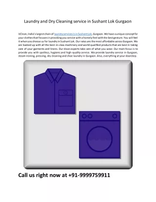 Laundry and Dry Cleaning service in Sushant Lok Gurgaon