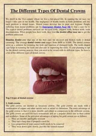 the different types of dental crowns