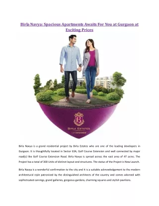 Birla Navya: Spacious Apartments Awaits For You at Gurgaon at Exciting Prices!!