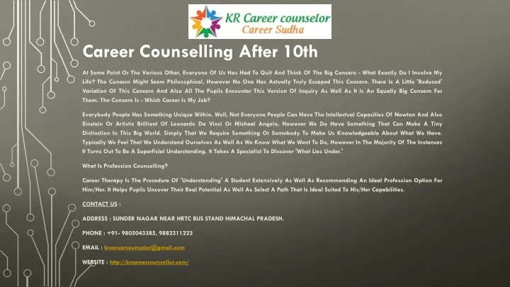 career counselling after 10th