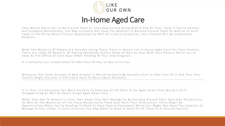in home aged care
