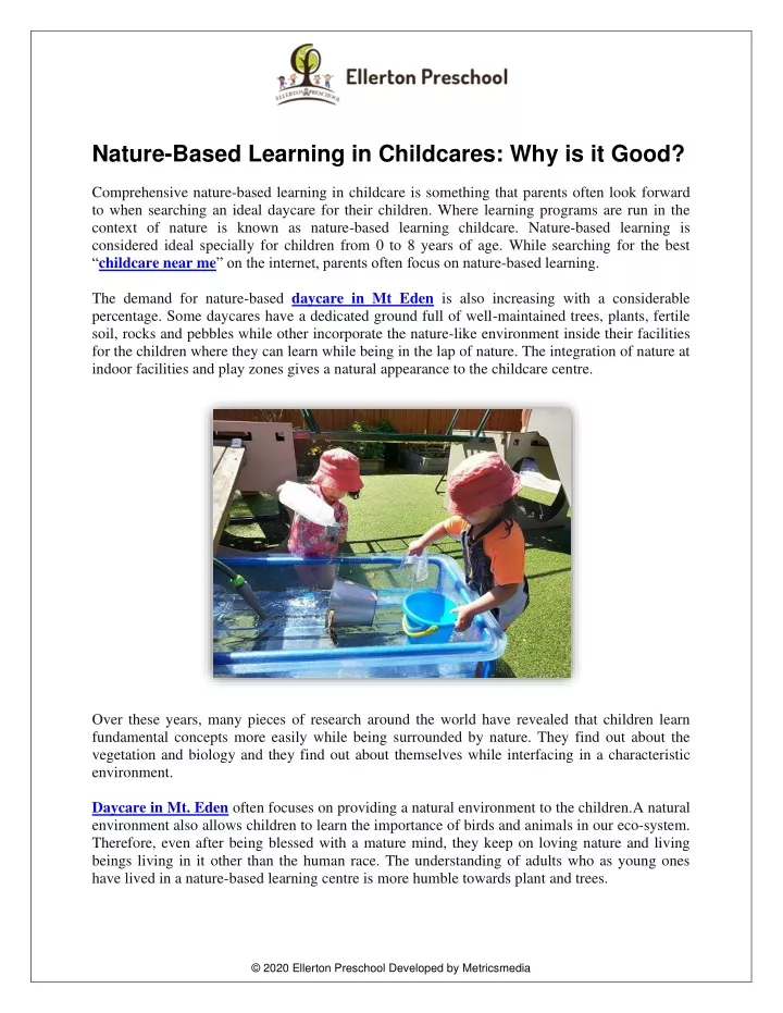 nature based learning in childcares why is it good