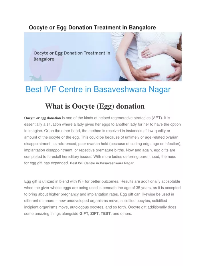 oocyte or egg donation treatment in bangalore