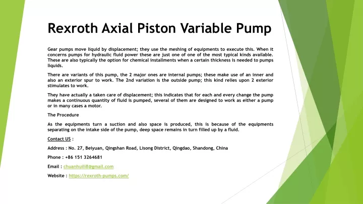 rexroth axial piston variable pump