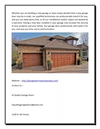 Visit High Quality Garage Doors- (Garagedoorrepairwaynepa.com)