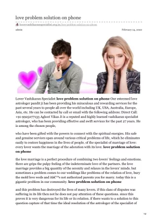 love problem solution on phone