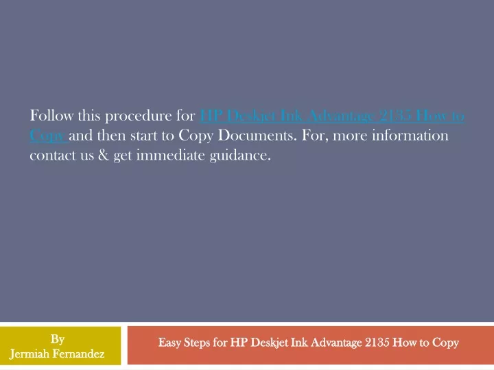 PPT Easy Steps For HP Deskjet Ink Advantage 2135 How To Copy 