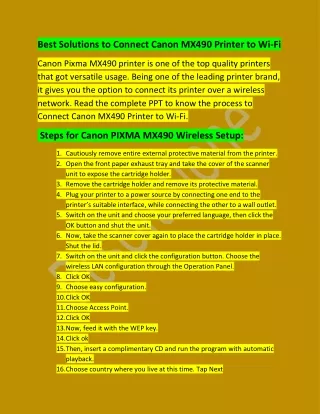 best solutions to connect canon mx490 printer