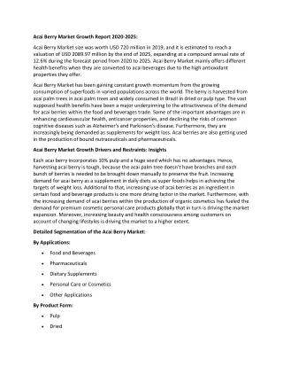 acai berry market growth report 2020 2025