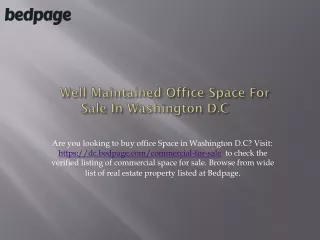 Full Furnished Office Space For Sale In Washington D.C.
