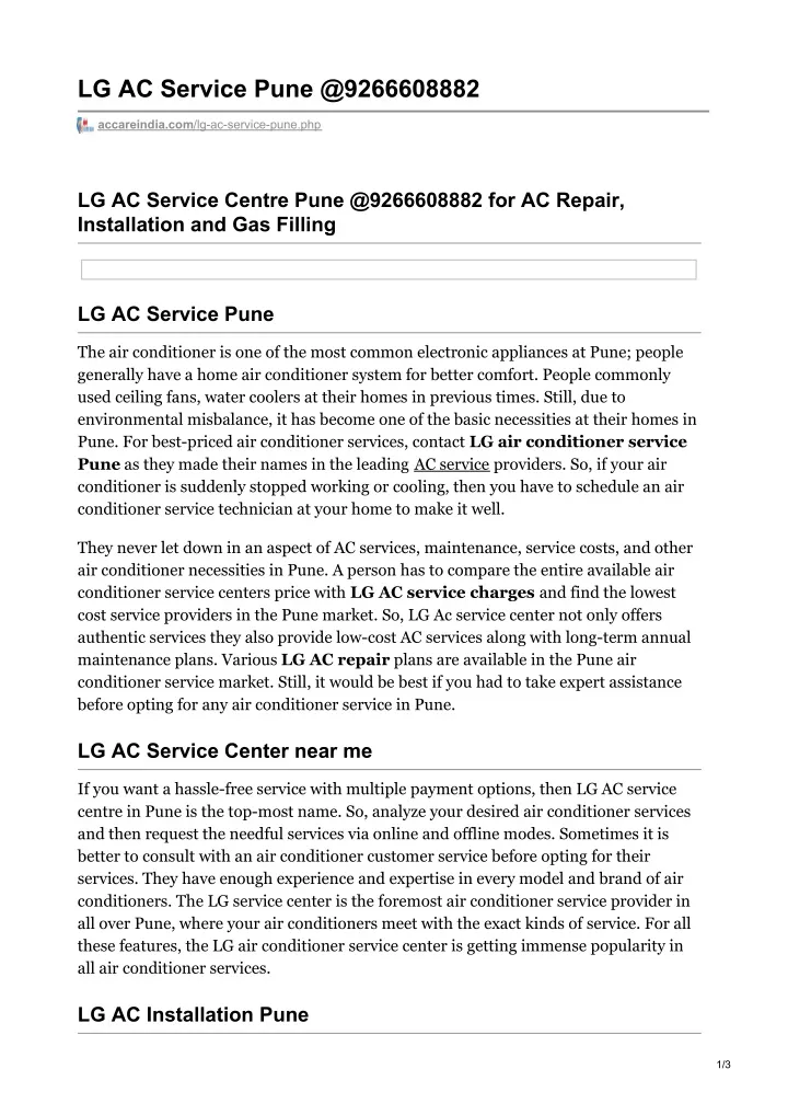 lg ac service pune @9266608882