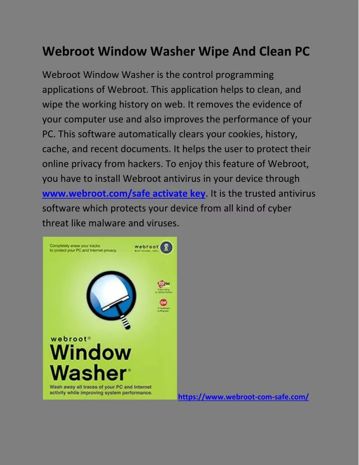 webroot window washer wipe and clean pc