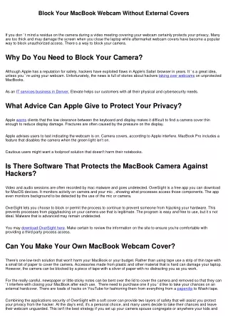 Block Your MacBook Webcam Without External Covers