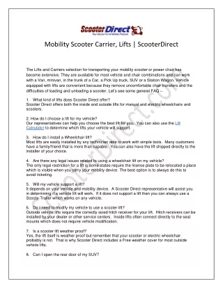 Mobility Scooter Carrier, Lifts - ScooterDirect