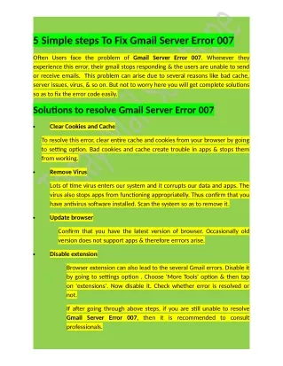 5 simple steps to fix gmail server error 007
