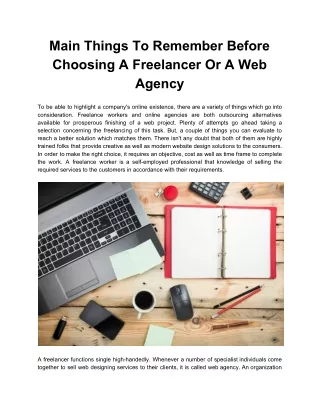 Main Things To Remember Before Choosing A Freelancer Or A Web Agency