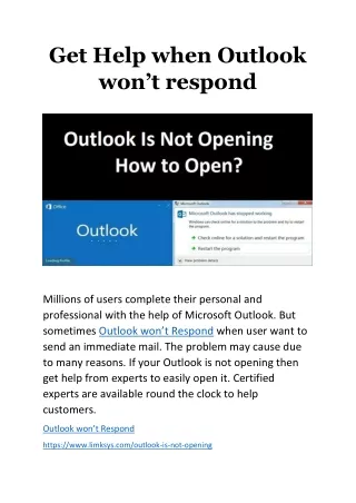 Get Help when Outlook won’t respond