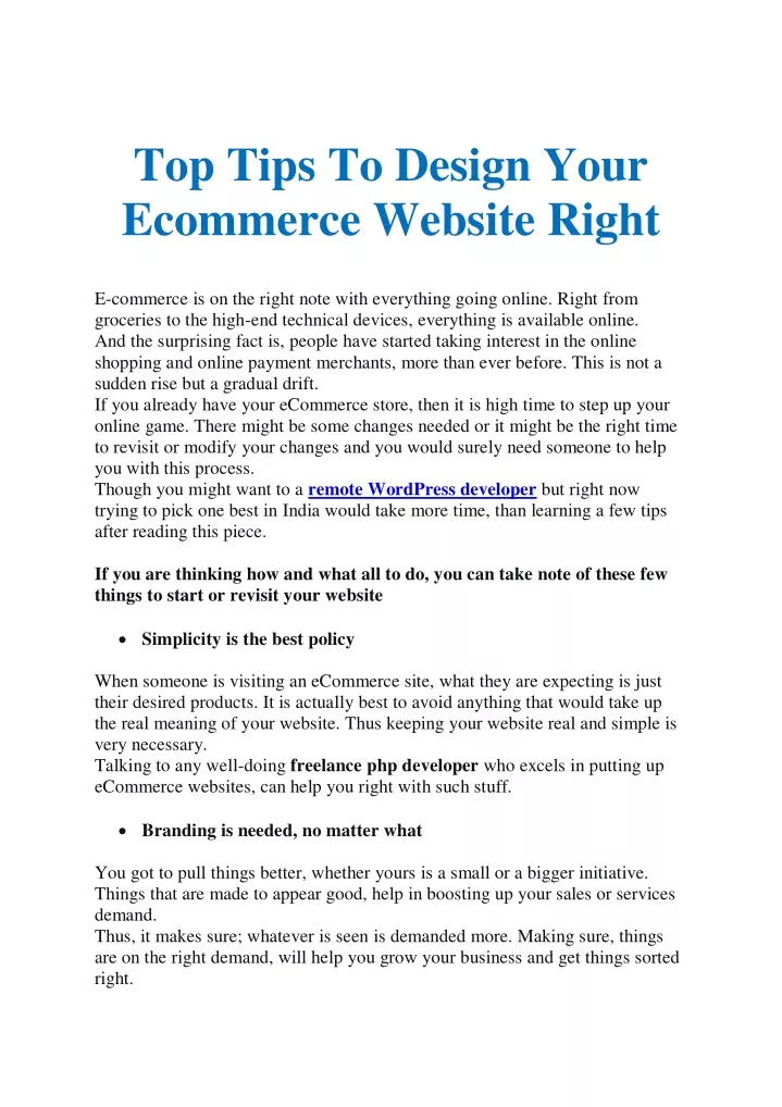 top tips to design your ecommerce website right