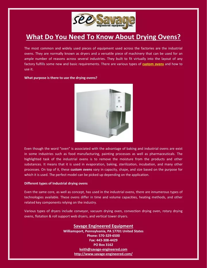 what do you need to know about drying ovens