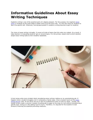 Informative Guidelines About Essay Writing Techniques