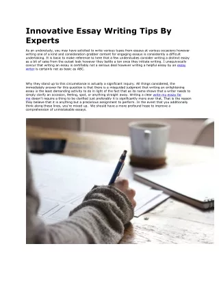 Innovative Essay Writing Tips By Experts