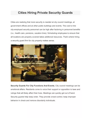 cities hiring private security guards