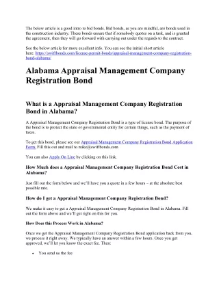 Alabama Appraisal Management Company Registration Bond