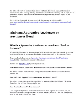 Alabama Apprentice Auctioneer or Auctioneer Bond